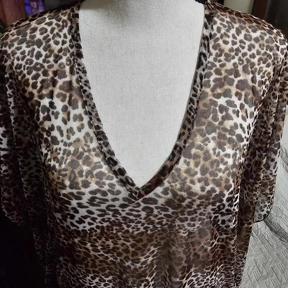 Jordan Taylor Leopard Print Sheer Swimsuit Coverup - Picture 6 of 9